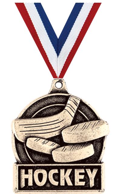1 3/4" HOCKEY MEDAL GOLD
