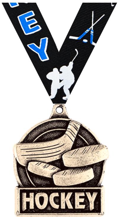 1 3/4" HOCKEY MEDAL GOLD
