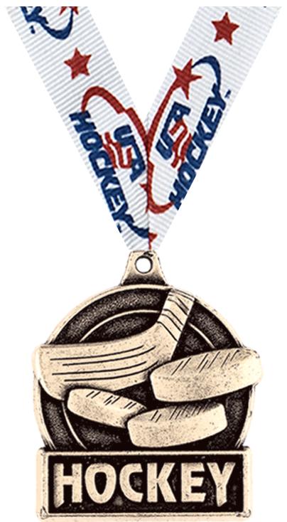 1 3/4" HOCKEY MEDAL GOLD