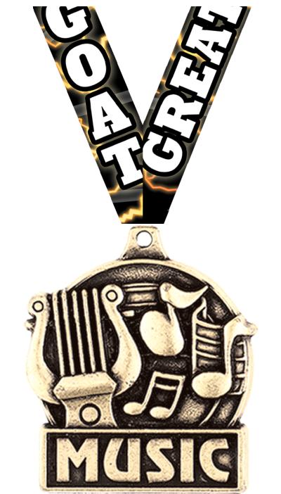 1 3/4" MUSIC MEDAL GOLD