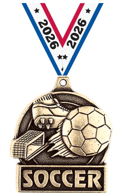 1 3/4" SOCCER MEDAL GOLD
