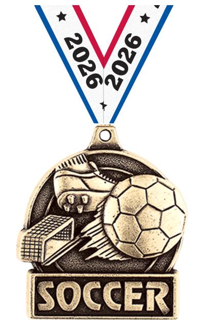 1 3/4" SOCCER MEDAL GOLD