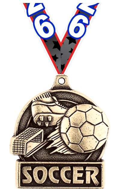 1 3/4" SOCCER MEDAL GOLD