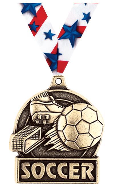 1 3/4" SOCCER MEDAL GOLD
