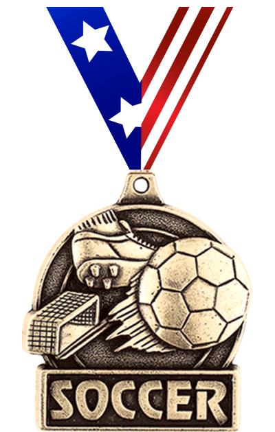1 3/4" SOCCER MEDAL GOLD