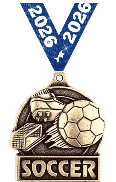 1 3/4" SOCCER MEDAL GOLD