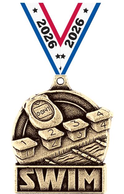 1 3/4" SWIM MEDAL GOLD