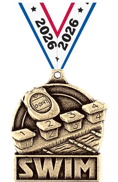 1 3/4" SWIM MEDAL GOLD
