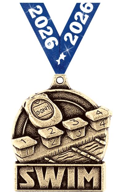 1 3/4" SWIM MEDAL GOLD