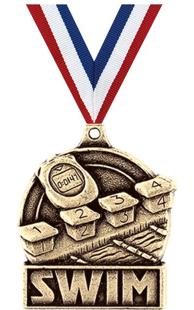 1 3/4" SWIM MEDAL GOLD
