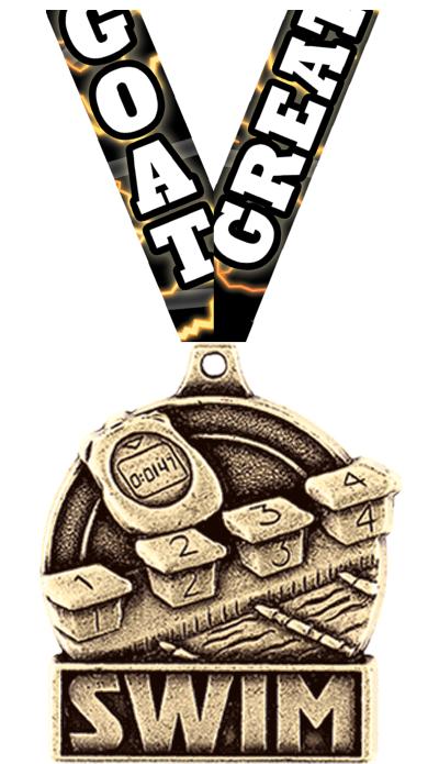 1 3/4" SWIM MEDAL GOLD