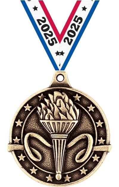 1 3/4" TORCH MEDAL GOLD