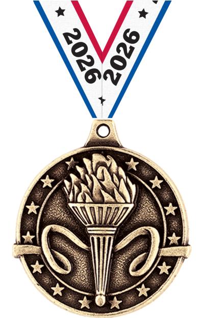 1 3/4" TORCH MEDAL GOLD