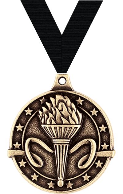 1 3/4" TORCH MEDAL GOLD