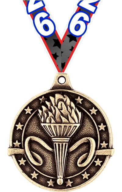 1 3/4" TORCH MEDAL GOLD