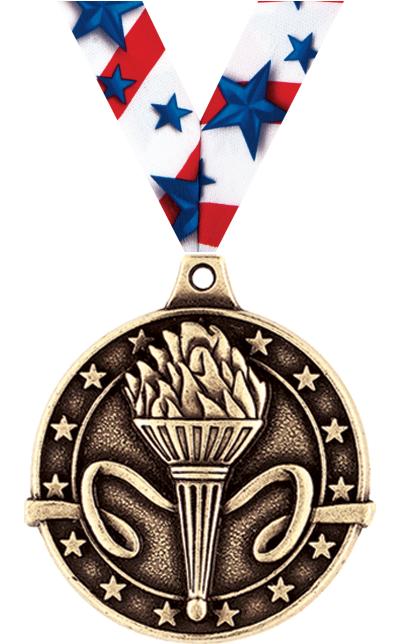 1 3/4" TORCH MEDAL GOLD