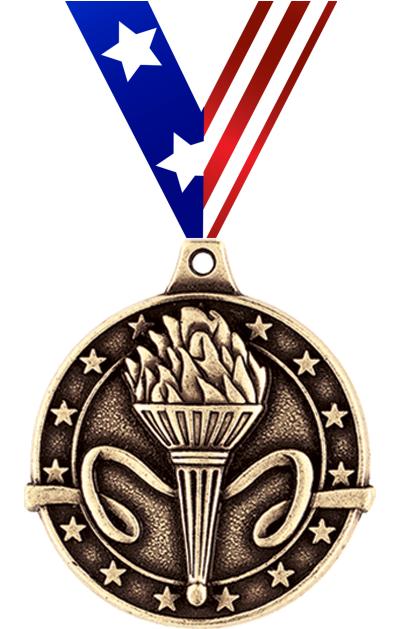 1 3/4" TORCH MEDAL GOLD