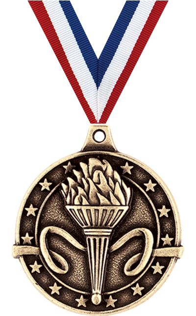 1 3/4" TORCH MEDAL GOLD