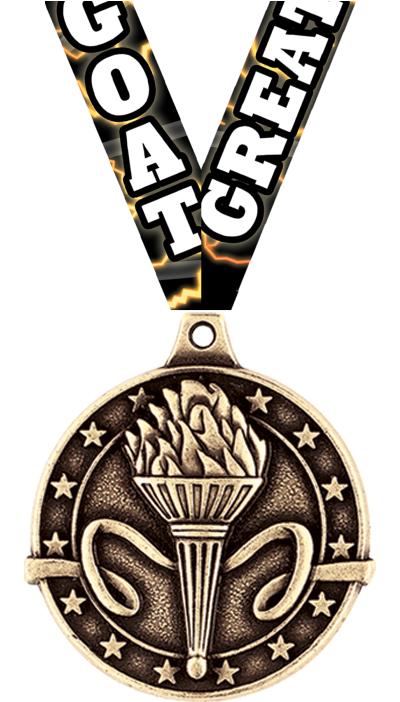 1 3/4" TORCH MEDAL GOLD
