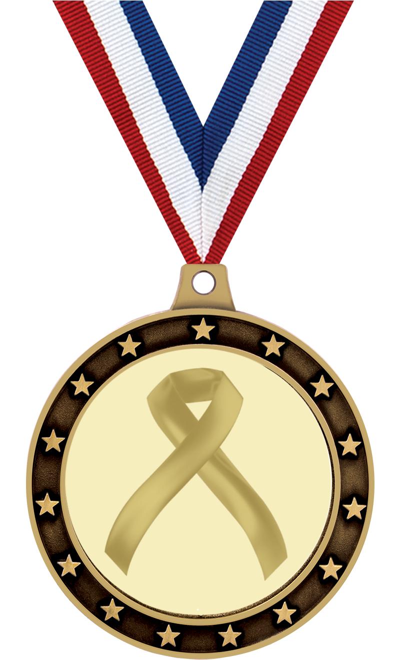 Brown Ribbon Awareness 2 1/4 Award Medal