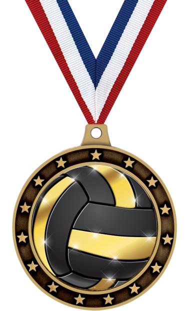 Stars and Stripes Engraved Volleyball Medal – Crystal Images, Inc.