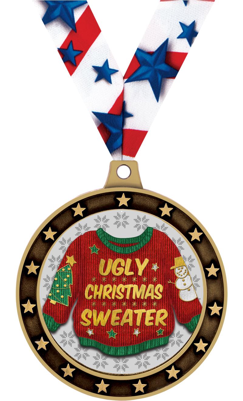 : Ugly Christmas Sweater Championship Trophy Ring  Award Medal  for Ugliest Sweater Party Competition (11) : Sports & Outdoors