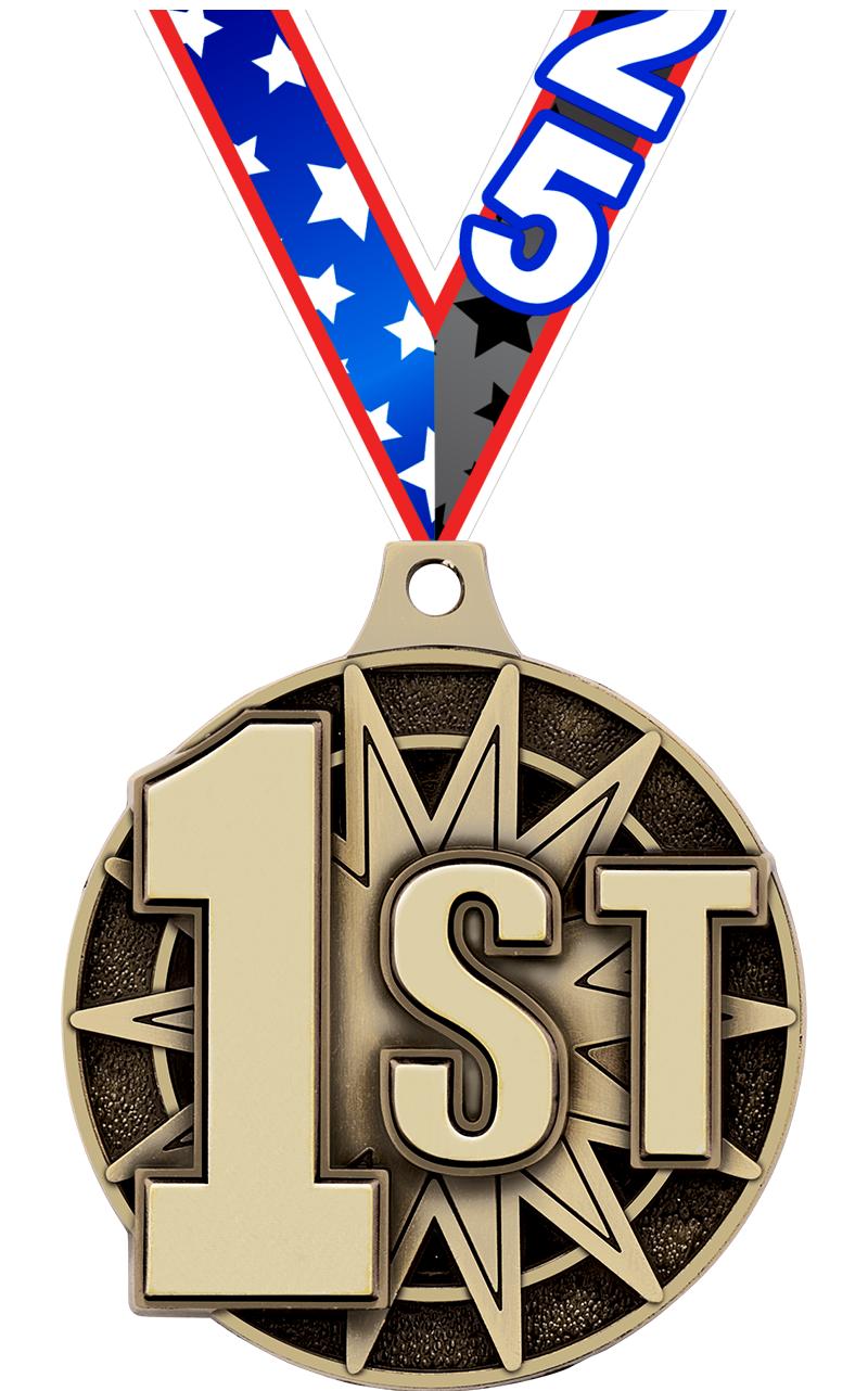 2" 3D 1ST PLACE MEDAL GOLD