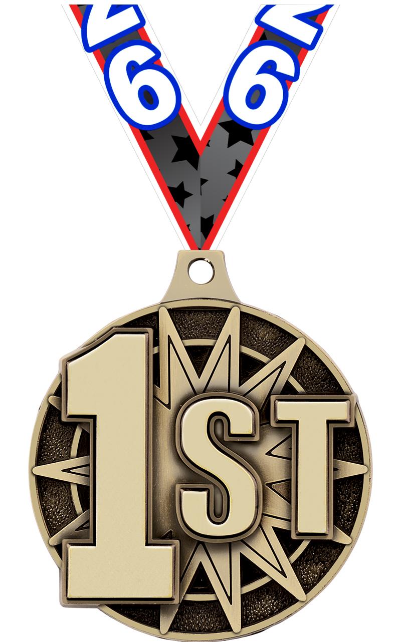 2" 3D 1ST PLACE MEDAL GOLD
