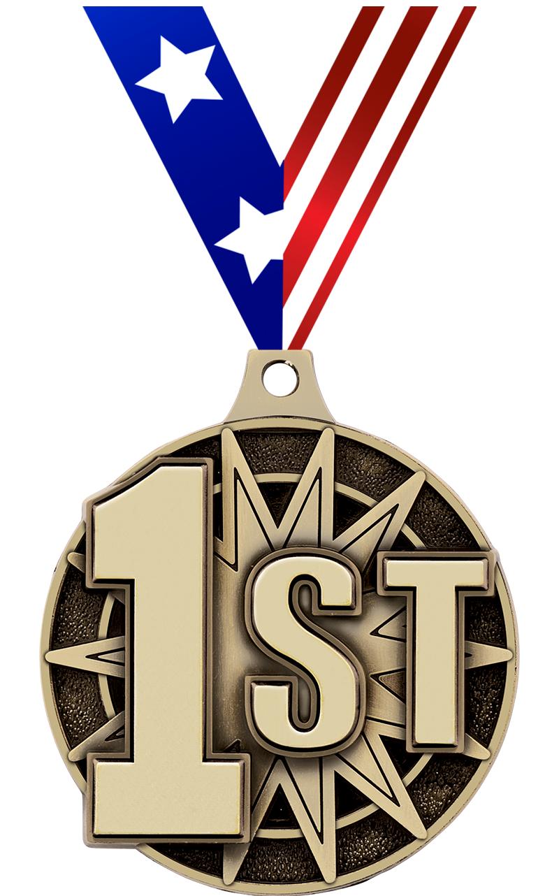 2" 3D 1ST PLACE MEDAL GOLD