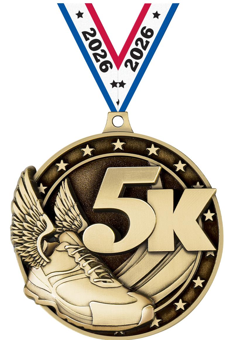 2" 3D 5K MEDAL GOLD