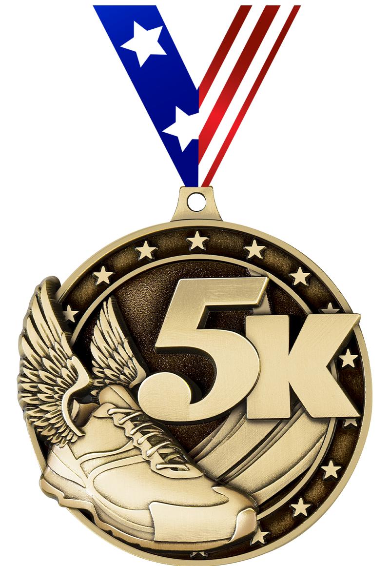 2" 3D 5K MEDAL GOLD