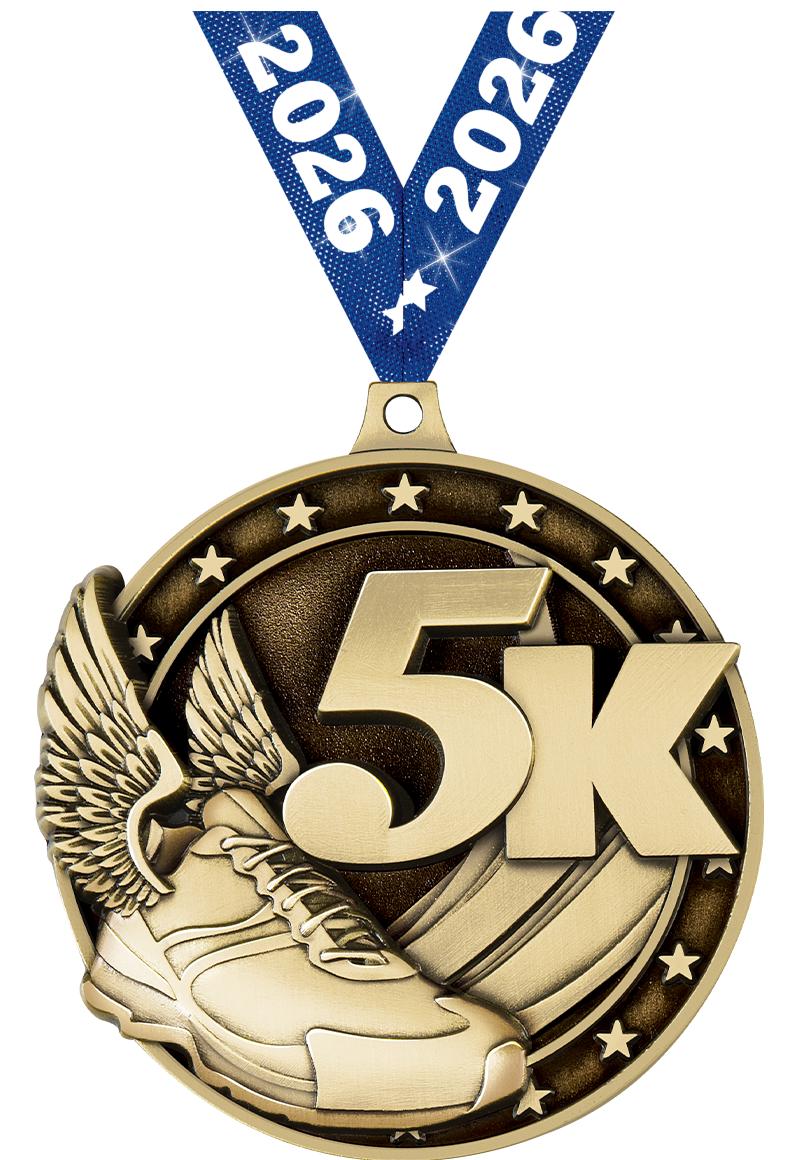 2" 3D 5K MEDAL GOLD
