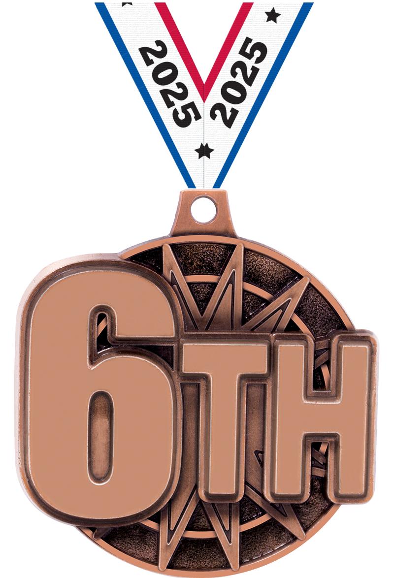 2" 3D 6TH PLACE MEDAL BRONZE
