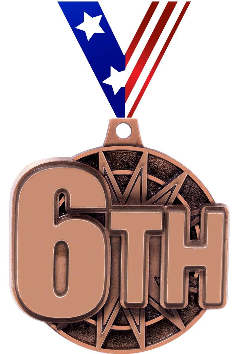 2" 3D 6TH PLACE MEDAL BRONZE