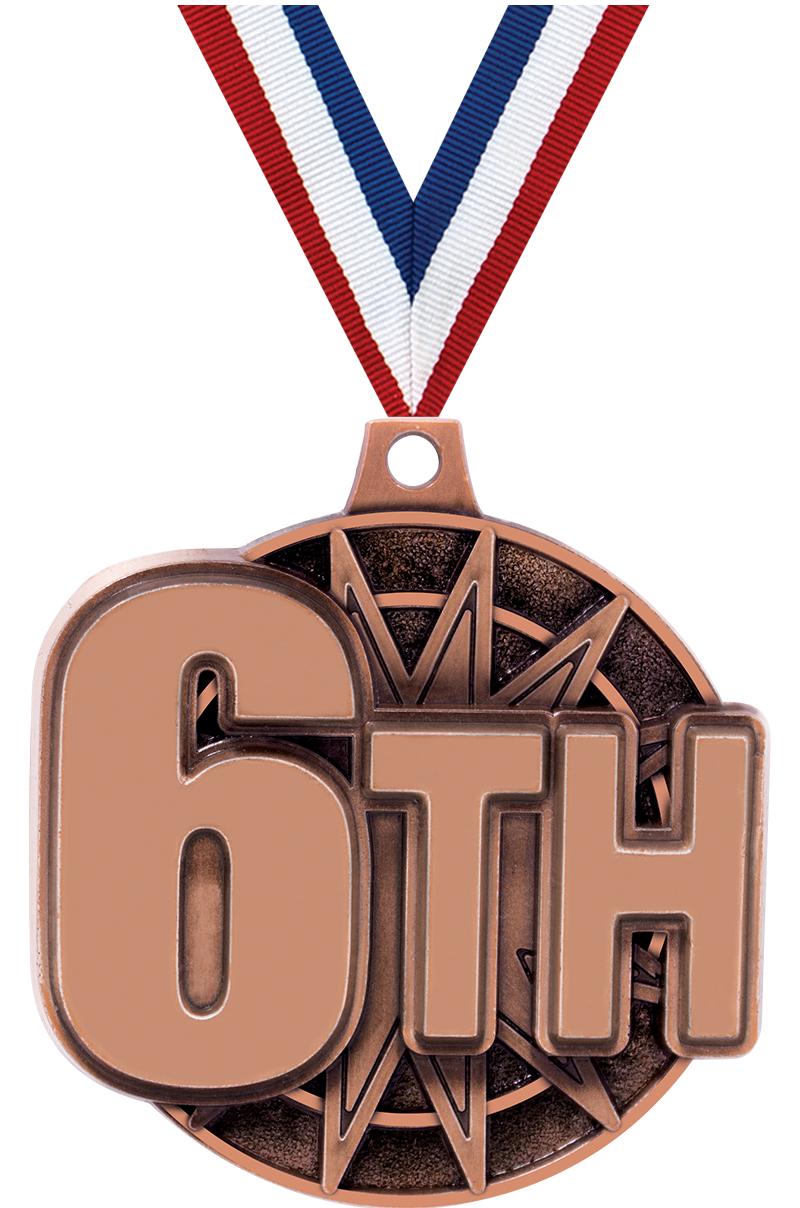 2" 3D 6TH PLACE MEDAL BRONZE