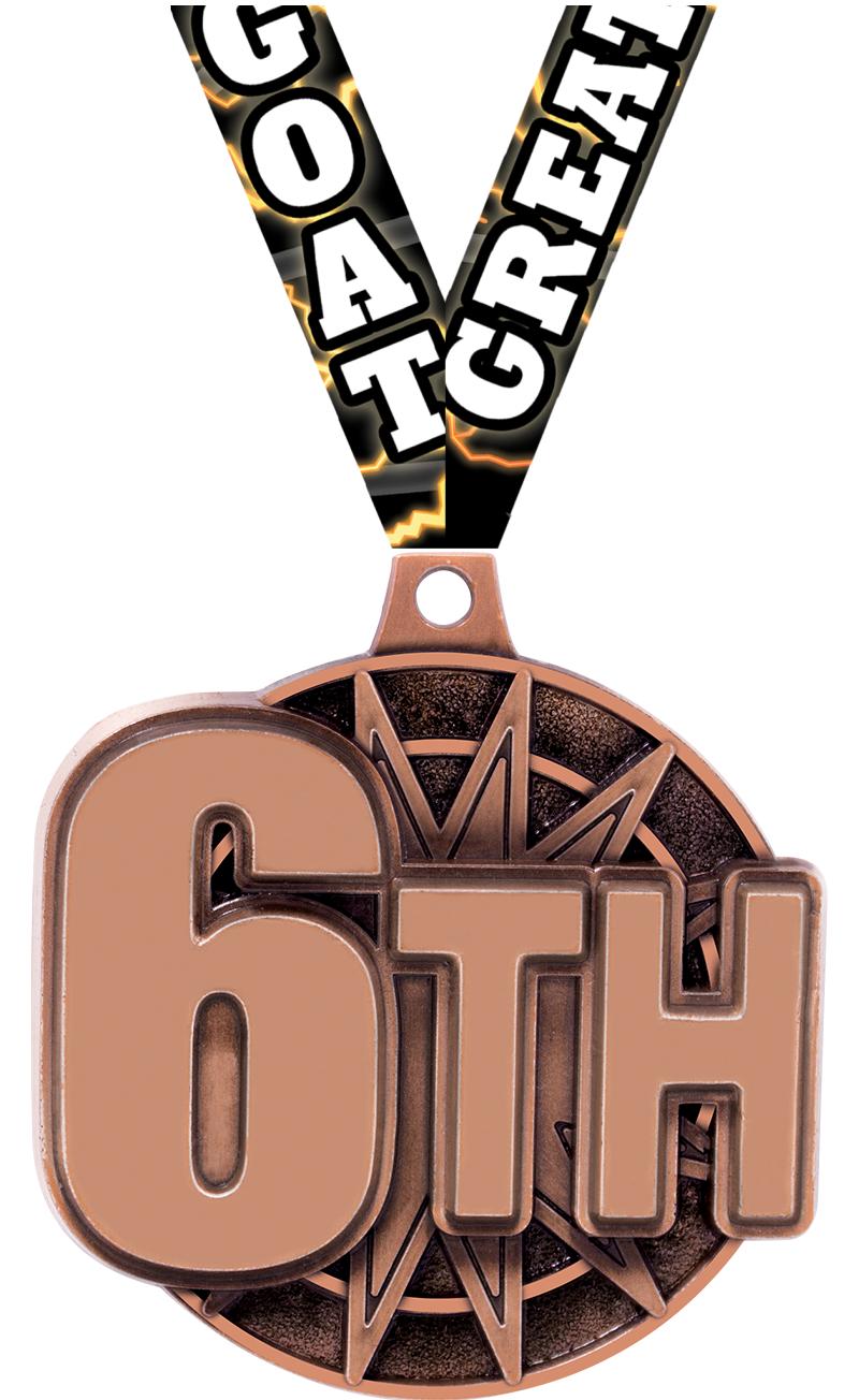 2" 3D 6TH PLACE MEDAL BRONZE