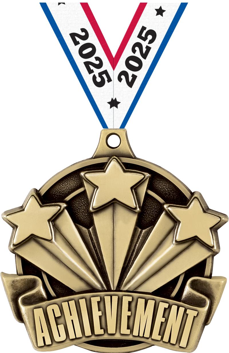 2" 3D ACHIEVEMENT MEDAL GOLD