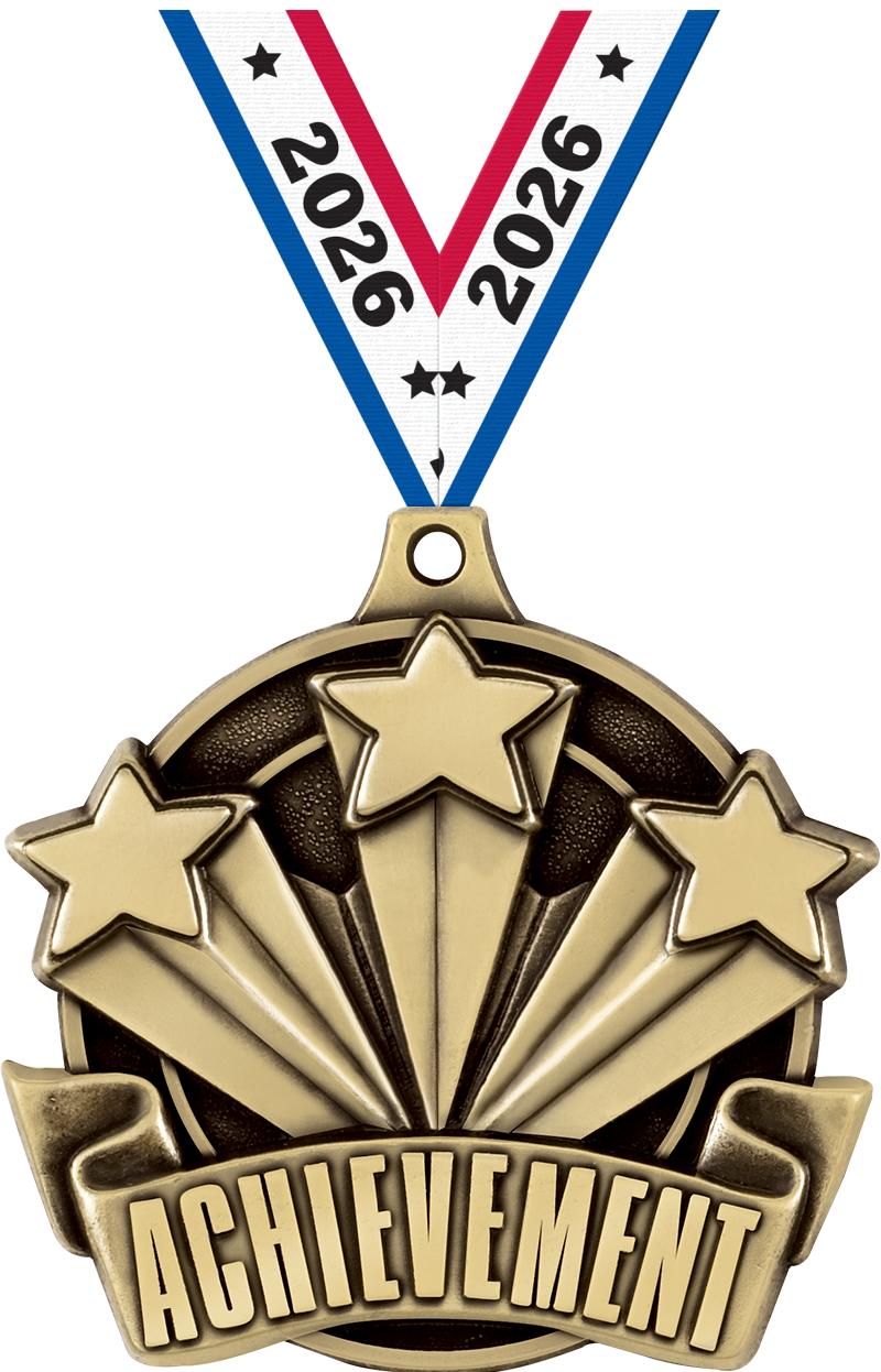 2" 3D ACHIEVEMENT MEDAL GOLD