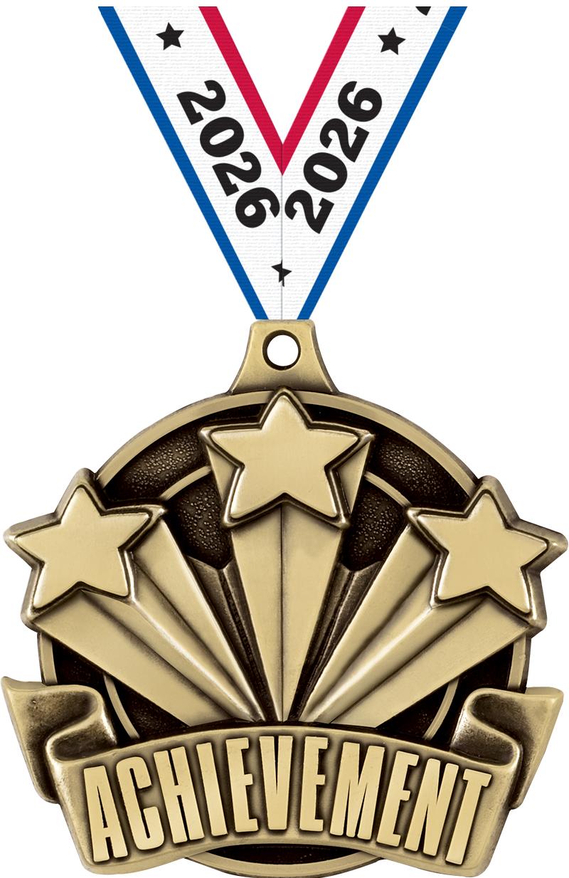2" 3D ACHIEVEMENT MEDAL GOLD