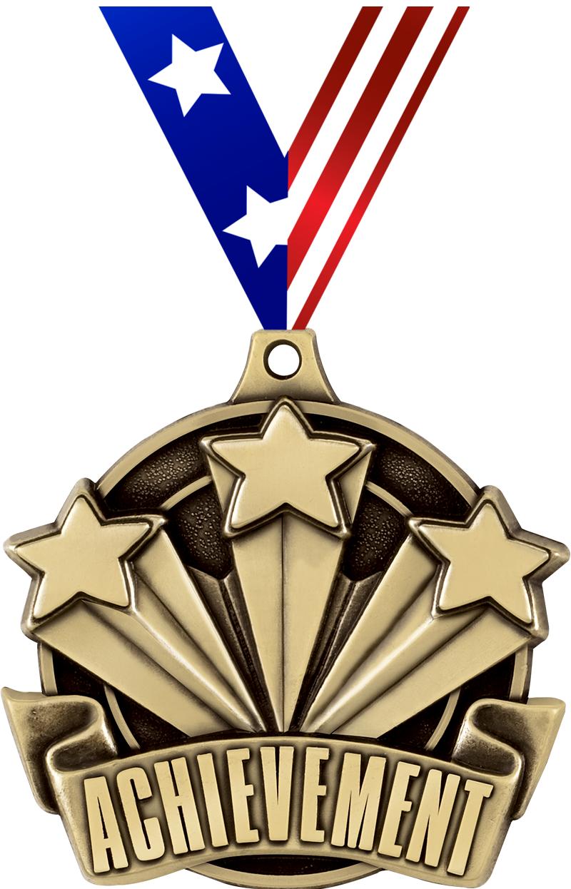 2" 3D ACHIEVEMENT MEDAL GOLD