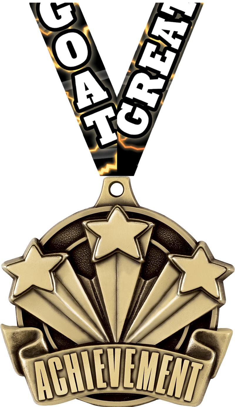 2" 3D ACHIEVEMENT MEDAL GOLD