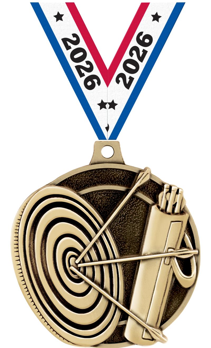 2" 3D ARCHERY MEDAL GOLD