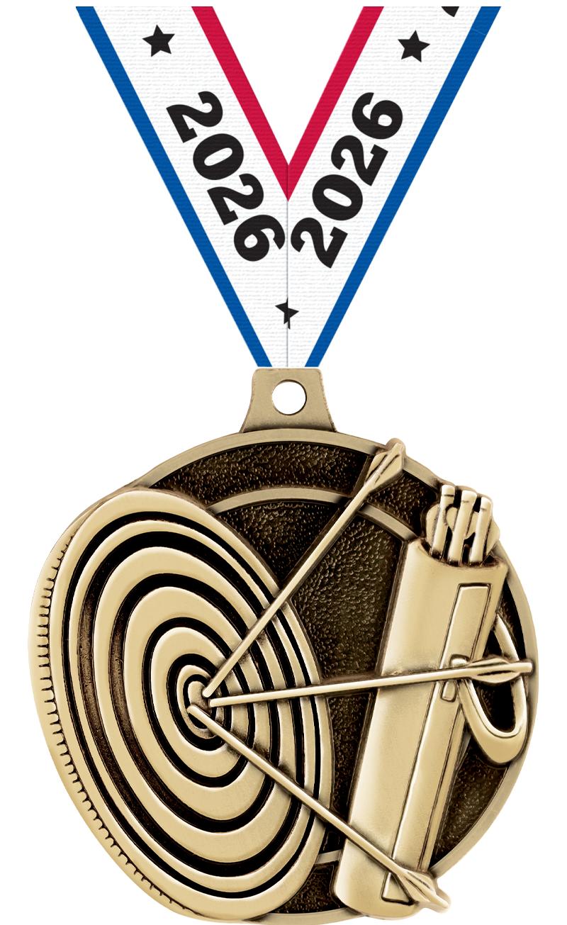 2" 3D ARCHERY MEDAL GOLD
