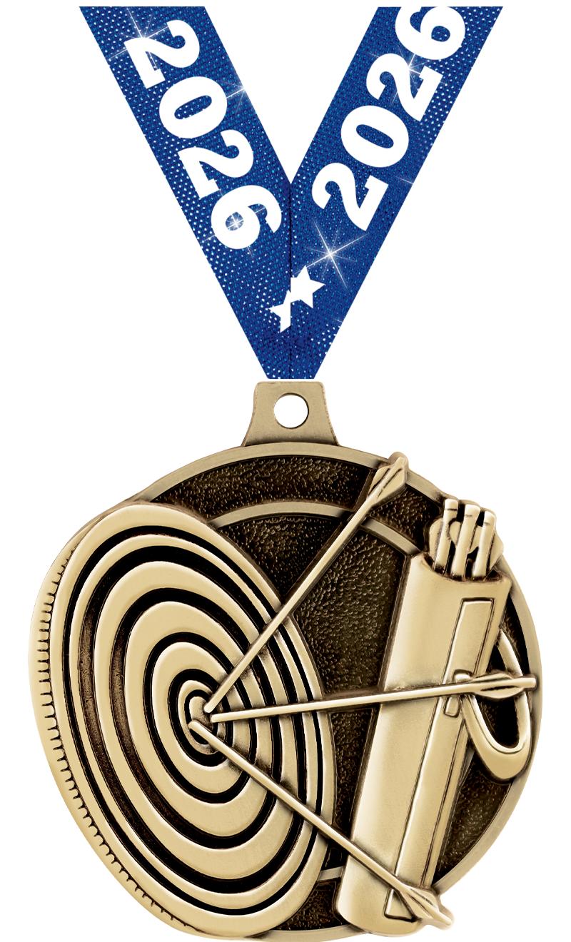 2" 3D ARCHERY MEDAL GOLD
