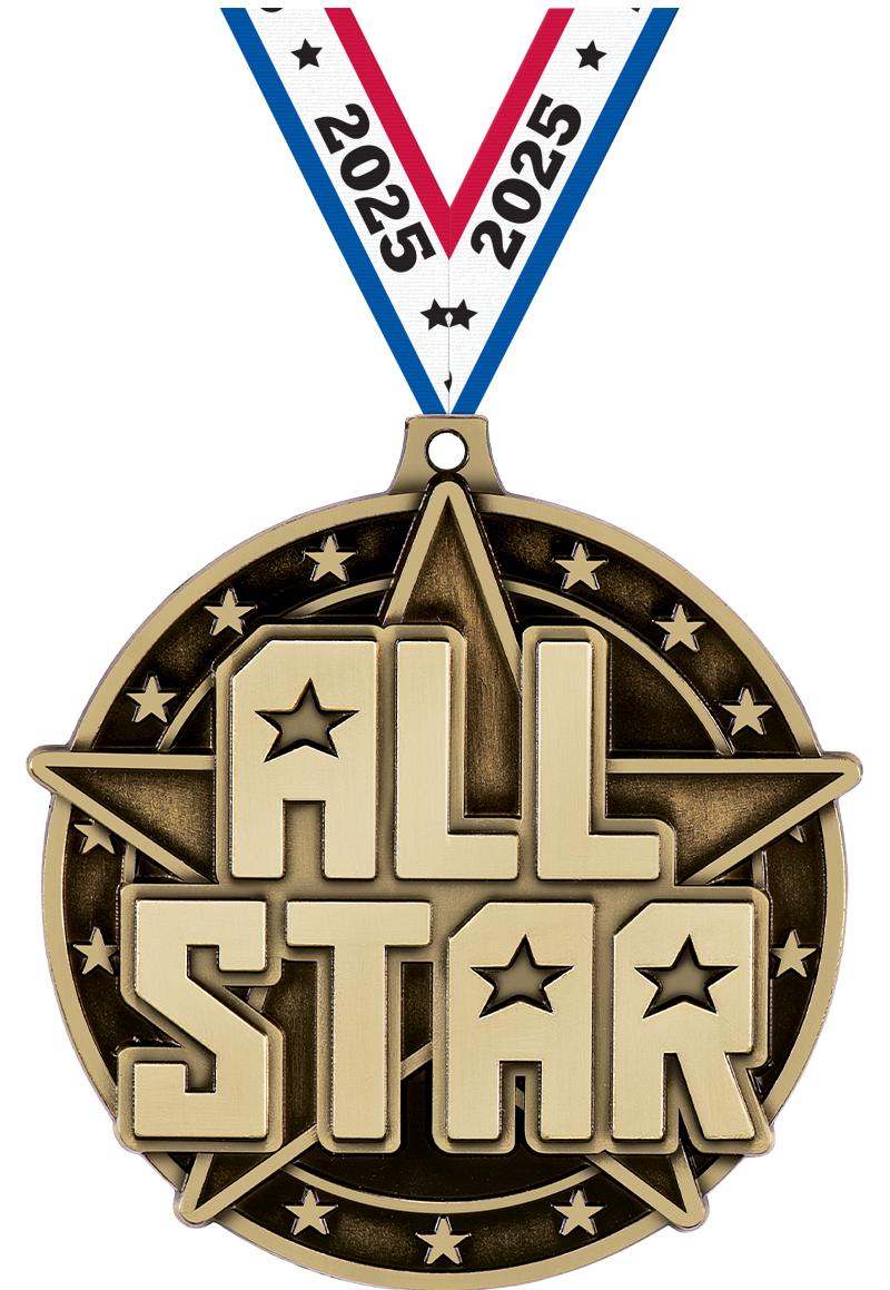 2" 3D ALL STAR - MEDAL GOLD