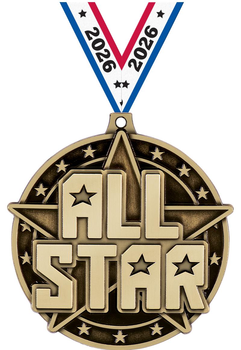 2" 3D ALL STAR - MEDAL GOLD