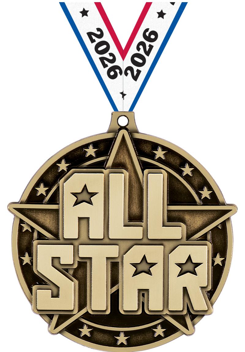 2" 3D ALL STAR - MEDAL GOLD