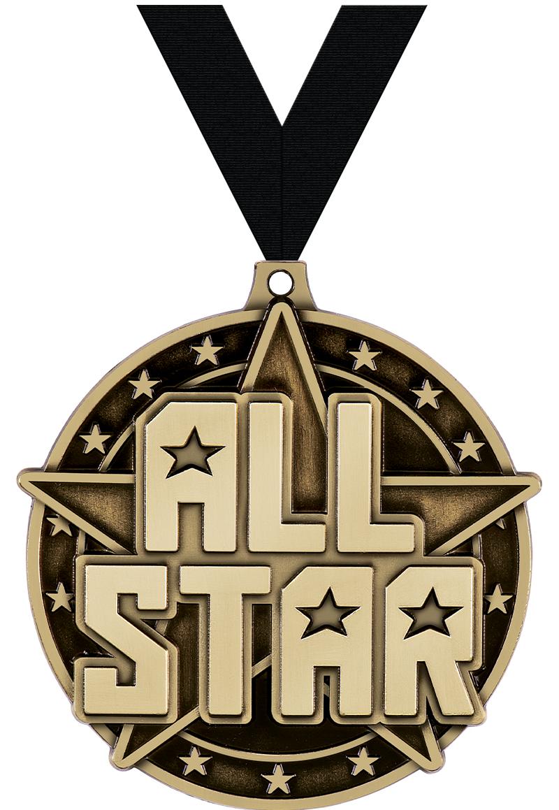 2" 3D ALL STAR - MEDAL GOLD