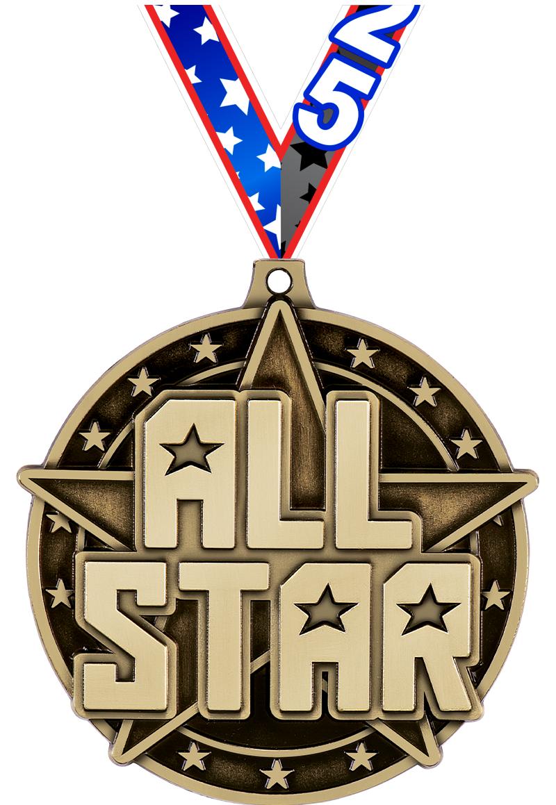2" 3D ALL STAR - MEDAL GOLD
