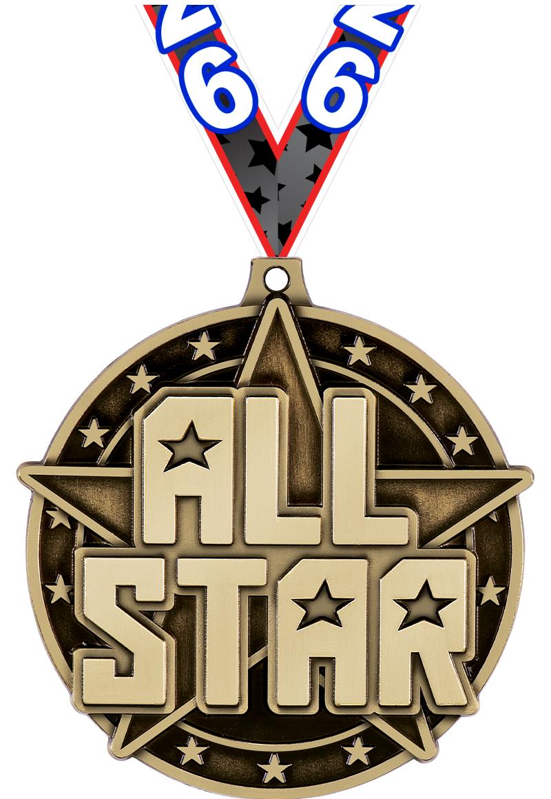 2" 3D ALL STAR - MEDAL GOLD